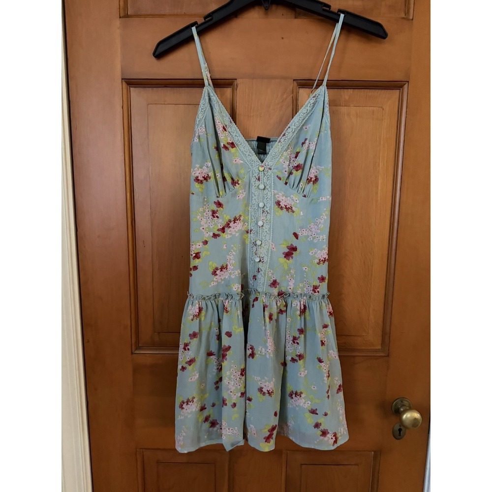 Women's Wild Fable Green Floral Drop Waist Linguire Mini Slip Dress Size XS NWT